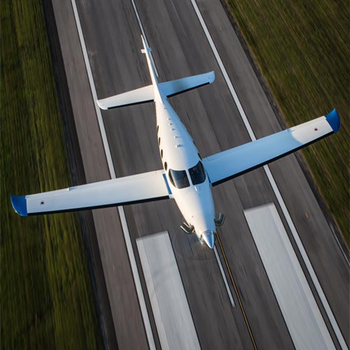 Airplane taking off from runway