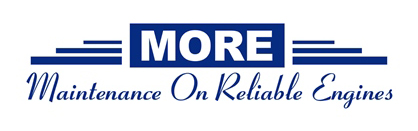The image shows the acronym "MORE" with the phrase "Maintenance On Reliable Engines" written below it in blue text.